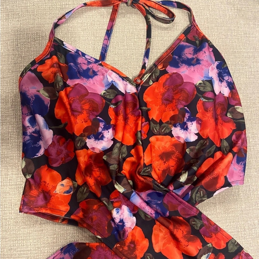 Kortni Jeane Red and Purple Floral Camisole